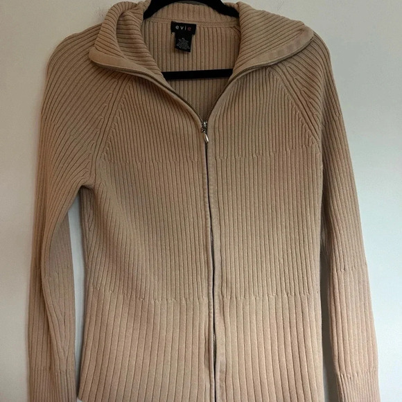 Vintage Ribbed Zip-Up Cardigan Jacket by Evie (XL) - Picture 4 of 4